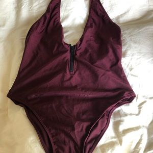 One piece bathing suit size Large plum color